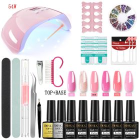 Nail Gel Kit Professional Nail Set With 120W/54W UV Nail Lamp And Nail Drill For All Drying Gel Nail Polish Manicure Set (Color: YH04-5)