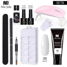 Nail Gel Set 6W LED Lamp Full Manicure Set Quick Extension Nail Kit Gel Building Polygels Set For Nails Tool Kit Nail Art Kit (Color: nine piece set 8)