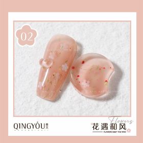 Nail Polish Flowers Petal Translucent Soft Semi Permanent Varnish Hybird UV Acry Japanese Wind Nail Art Soak Off Gel (Color: 2)