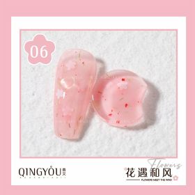 Nail Polish Flowers Petal Translucent Soft Semi Permanent Varnish Hybird UV Acry Japanese Wind Nail Art Soak Off Gel (Color: 6)